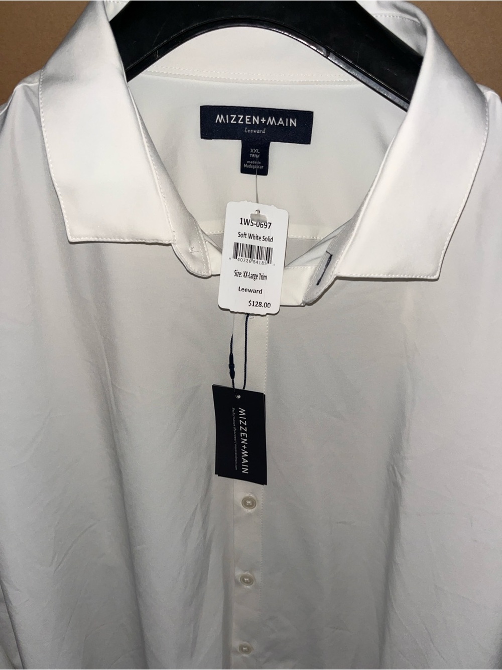 NWT Mizzen & Main Leeward Shirt Size XXL 2XL Solid White L/S New $128